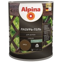 Alpina Lasur-Gel Лазурь-гель для древесины шелковисто-матовая орех (0,75 л)